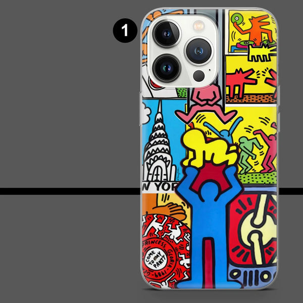 Keith Haring Phone Case Colorful Activism Cover for iPhone 16 Pro Max
