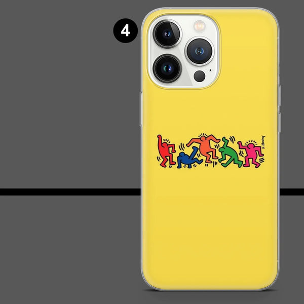 Keith Haring Phone Case Colorful Activism Cover for iPhone 16 Pro Max