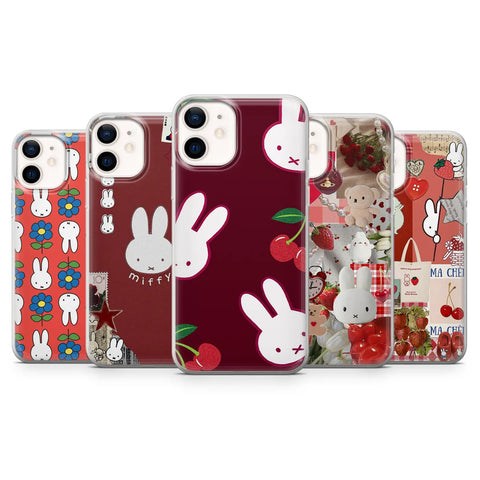 Red Miffy Phone Case Nostalgic Whimsical Cover for iPhone 16 Pro Max