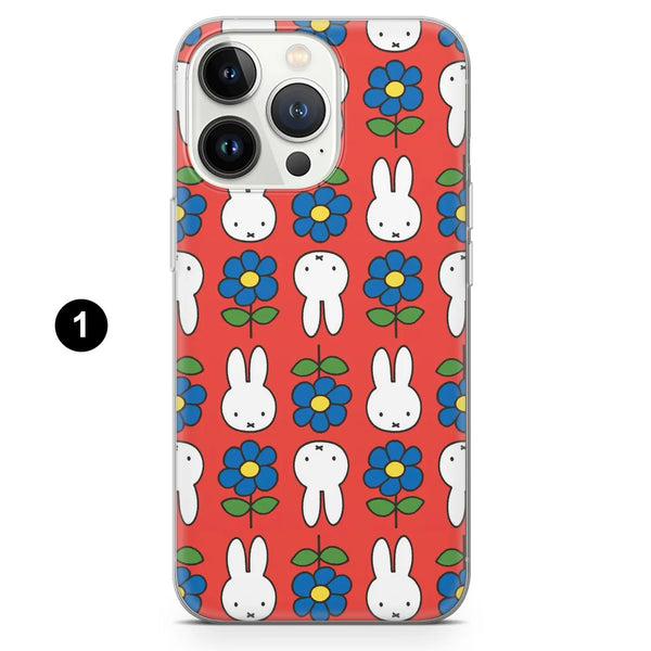 Red Miffy Phone Case Nostalgic Whimsical Cover for iPhone 16 Pro Max