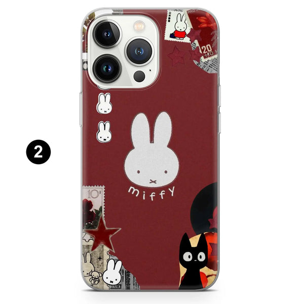 Red Miffy Phone Case Nostalgic Whimsical Cover for iPhone 16 Pro Max