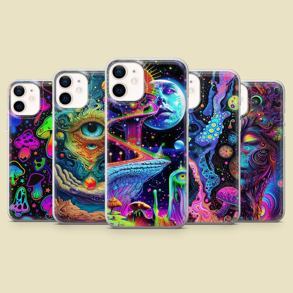 Psychedelic Phone Case Trippy Colorful Visuals Cover for iPhone 16 Pro Max