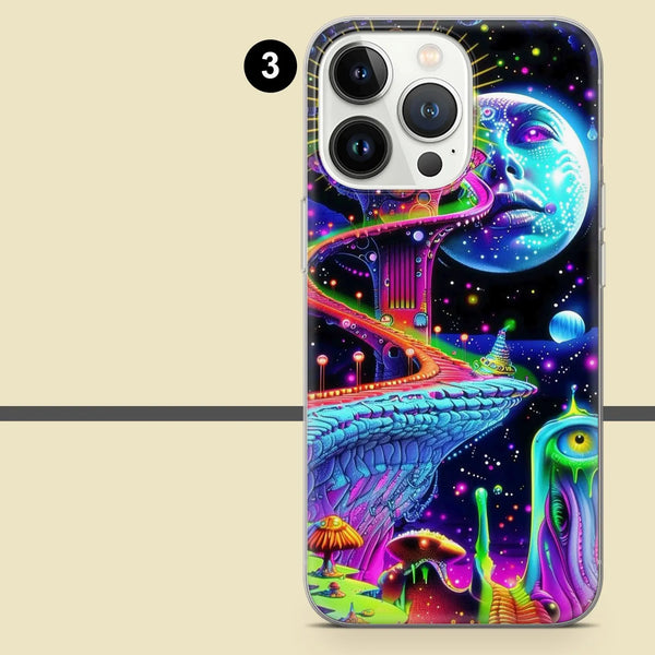 Psychedelic Phone Case Trippy Colorful Visuals Cover for iPhone 16 Pro Max