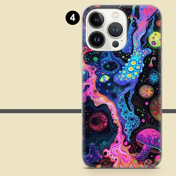 Psychedelic Phone Case Trippy Colorful Visuals Cover for iPhone 16 Pro Max