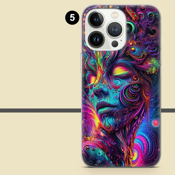 Psychedelic Phone Case Trippy Colorful Visuals Cover for iPhone 16 Pro Max