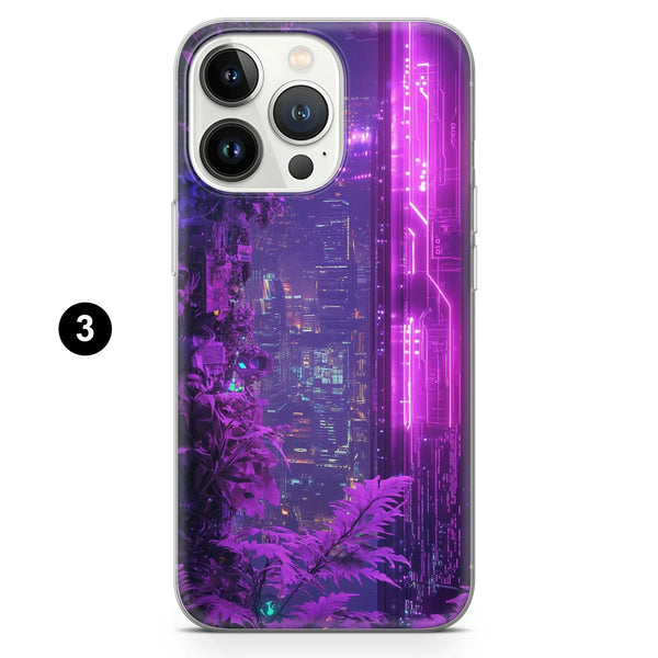 Cyberpunk Phone Case Futuristic Neon Cover for iPhone 16 Pro Max