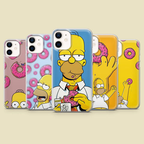 Homer Phone Case Simpsons Donuts Cover for iPhone 16 Pro Max