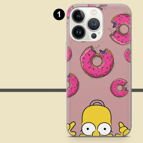 Homer Phone Case Simpsons Donuts Cover for iPhone 16 Pro Max
