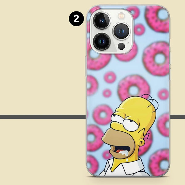 Homer Phone Case Simpsons Donuts Cover for iPhone 16 Pro Max