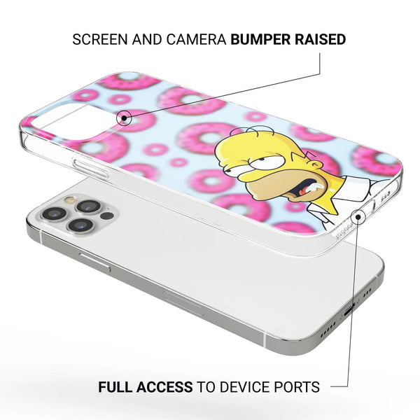 Homer Phone Case Simpsons Donuts Cover for iPhone 16 Pro Max