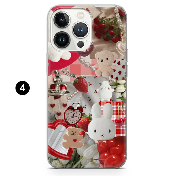 Red Miffy Phone Case Nostalgic Whimsical Cover for iPhone 16 Pro Max