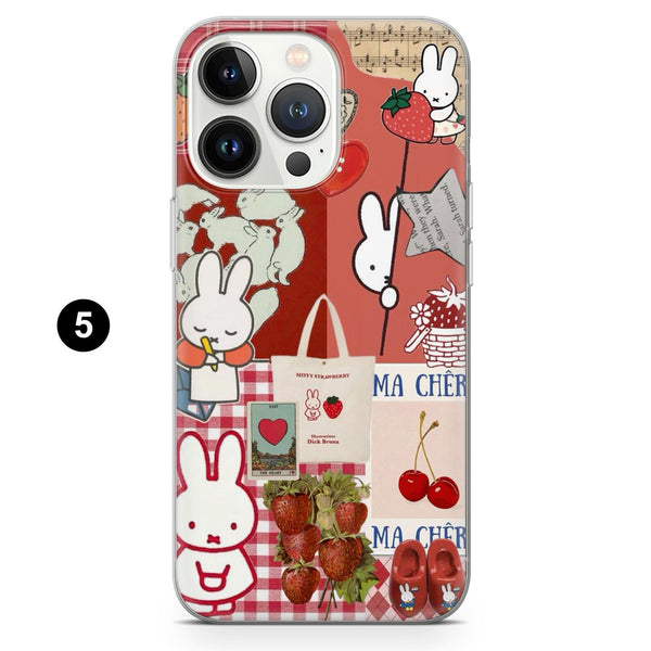 Red Miffy Phone Case Nostalgic Whimsical Cover for iPhone 16 Pro Max