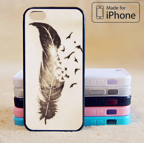 Feather Bird Tattoo Phone Case For iPhone 6 Plus For iPhone 6 For iPhone 5/5S For iPhone 4/4S For iPhone 5C3 iPhone X 8 8 Plus