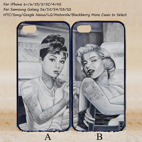 Marilyn Monroe and Audrey Hepburn Couple Case,Custom Case,iPhone 6+/6/5/5S/5C/4S/4