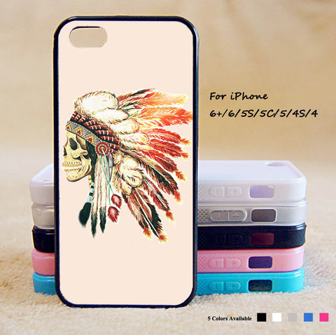 Indian feather skull  Phone Case For iPhone 6 Plus For iPhone 6 For iPhone 5/5S For iPhone 4/4S For iPhone 5C iPhone X 8 8 Plus