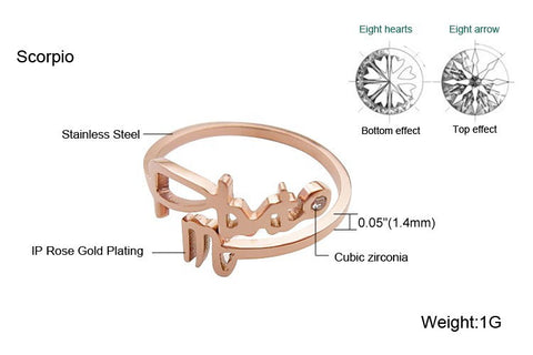 12 Constellations Titanium Rose Gold Plated Ring(Scorpio)