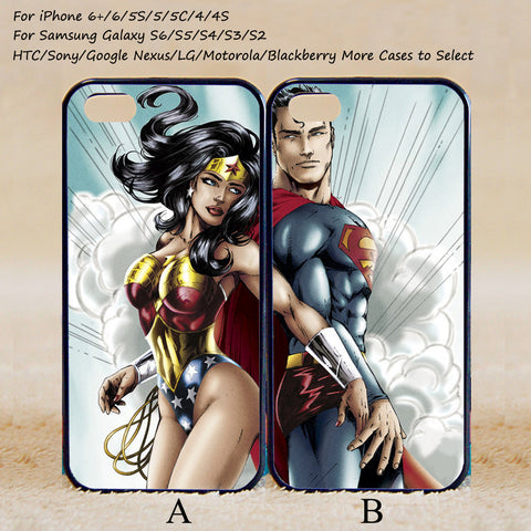 Wonderwoman and Superman Couple Cases,Custom Case,iPhone 6+/6/5/5S/5C/4S/4