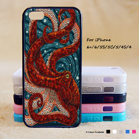 Mosaic Octopus Phone Case For iPhone 6 Plus For iPhone 6 For iPhone 5/5S For iPhone 4/4S For iPhone 5C iPhone X 8 8 Plus