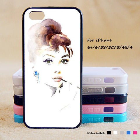 Audrey Hepburn Painting Phone Case For iPhone 6 Plus For iPhone 6 For iPhone 5/5S For iPhone 4/4S For iPhone 5C