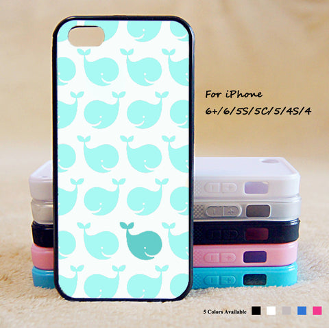 Green Cute Whale Phone Case For iPhone 6 Plus For iPhone 6 For iPhone 5/5S For iPhone 4/4S For iPhone 5C iPhone X 8 8 Plus