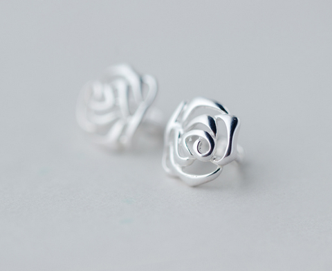 925 Sterling Silver flower earrings,dainty rose earring dangles with gift box