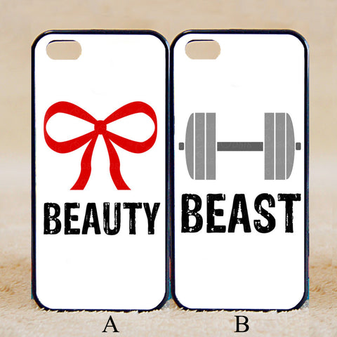 Beauty Beast Matching Pair Couple Gym Bow Weights Cute White Custom ,iPhone 6+/6/5/5S/5C/4S/4