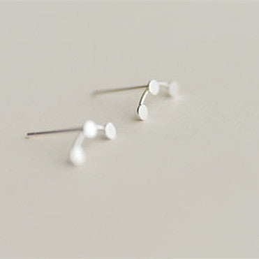 925 Sterling Silver Round Dots Bean Silver Stud Earrings