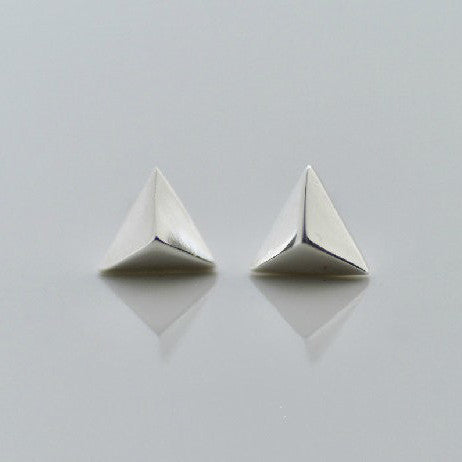 925 Sterling Silver Triangle triangular pyramid Silver Stud Earrings