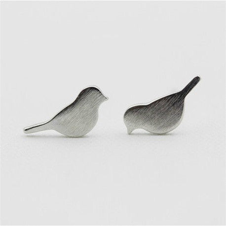 925 Sterling Silver Little Bird Matte Finish Silver Stud Earrings