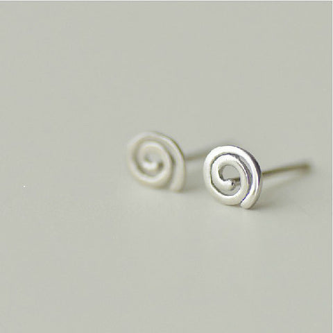 925 Sterling Silver Round Swirl Circle Silver Stud Earrings