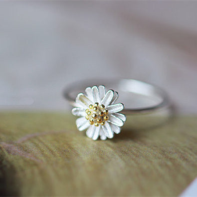 925 Sterling Silver Daisy Flower Spring Silver Ring